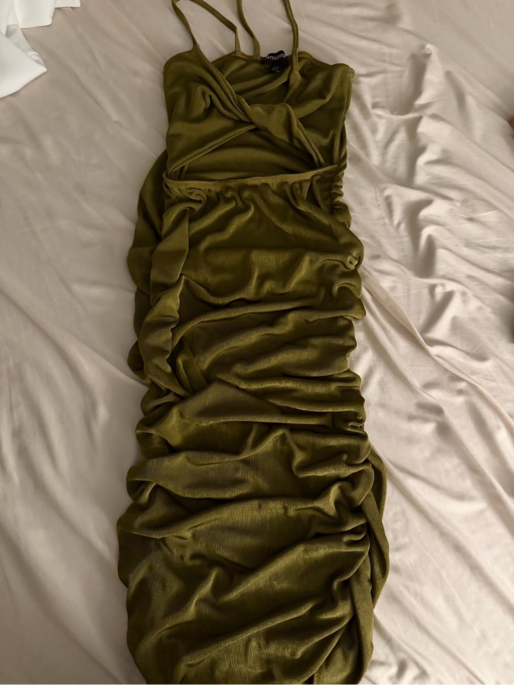 Pretty little thing Olive Green Ruched Slip Dress - Women